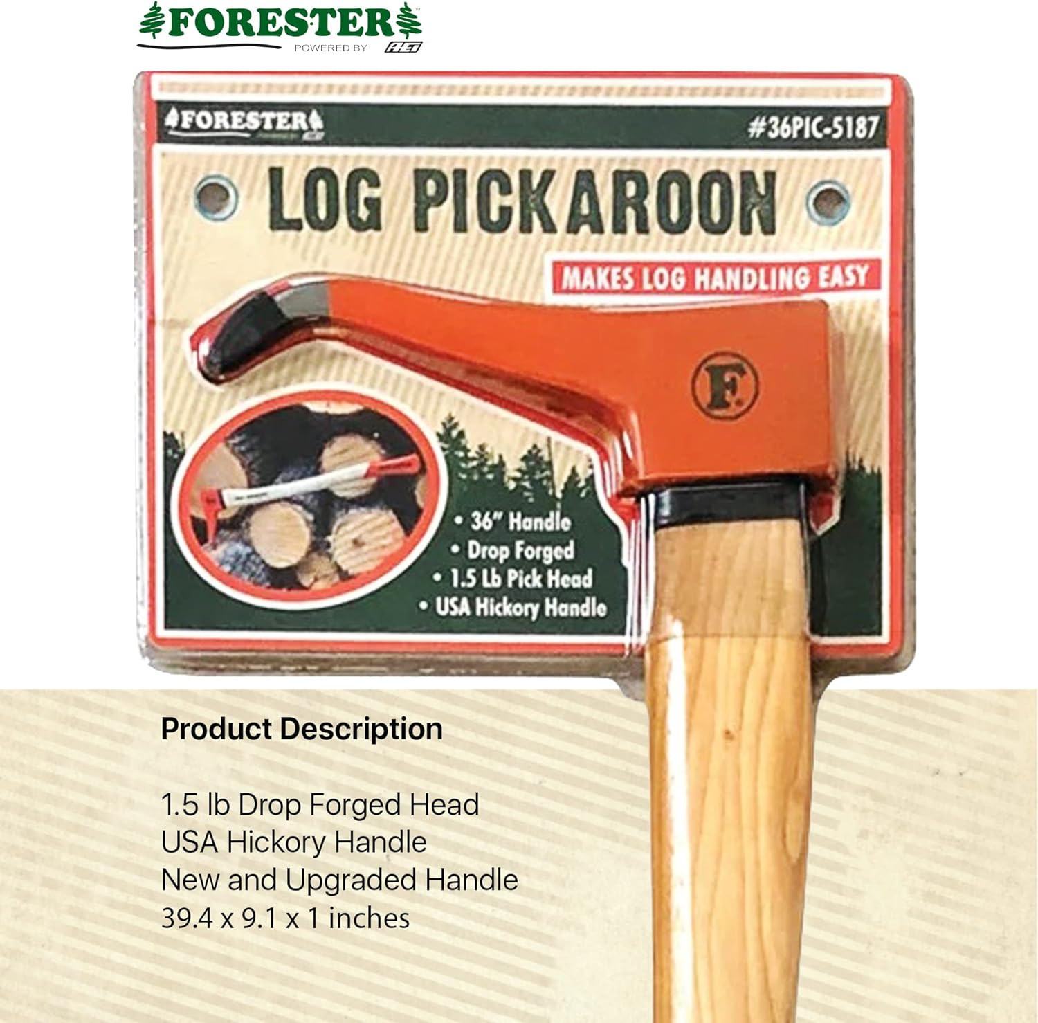 Pickaroon Logging Tool | USA Hickory Handle | Hookaroon Logging Tool | Log Rolle