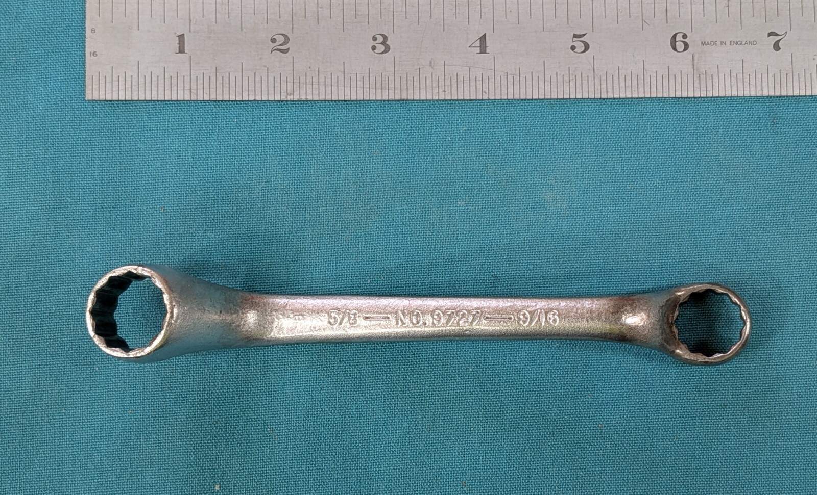 Williams Superrench # 9727 Offset Box End Wrench (5/8″ x 9/16″ x 6″) ca.1943-54