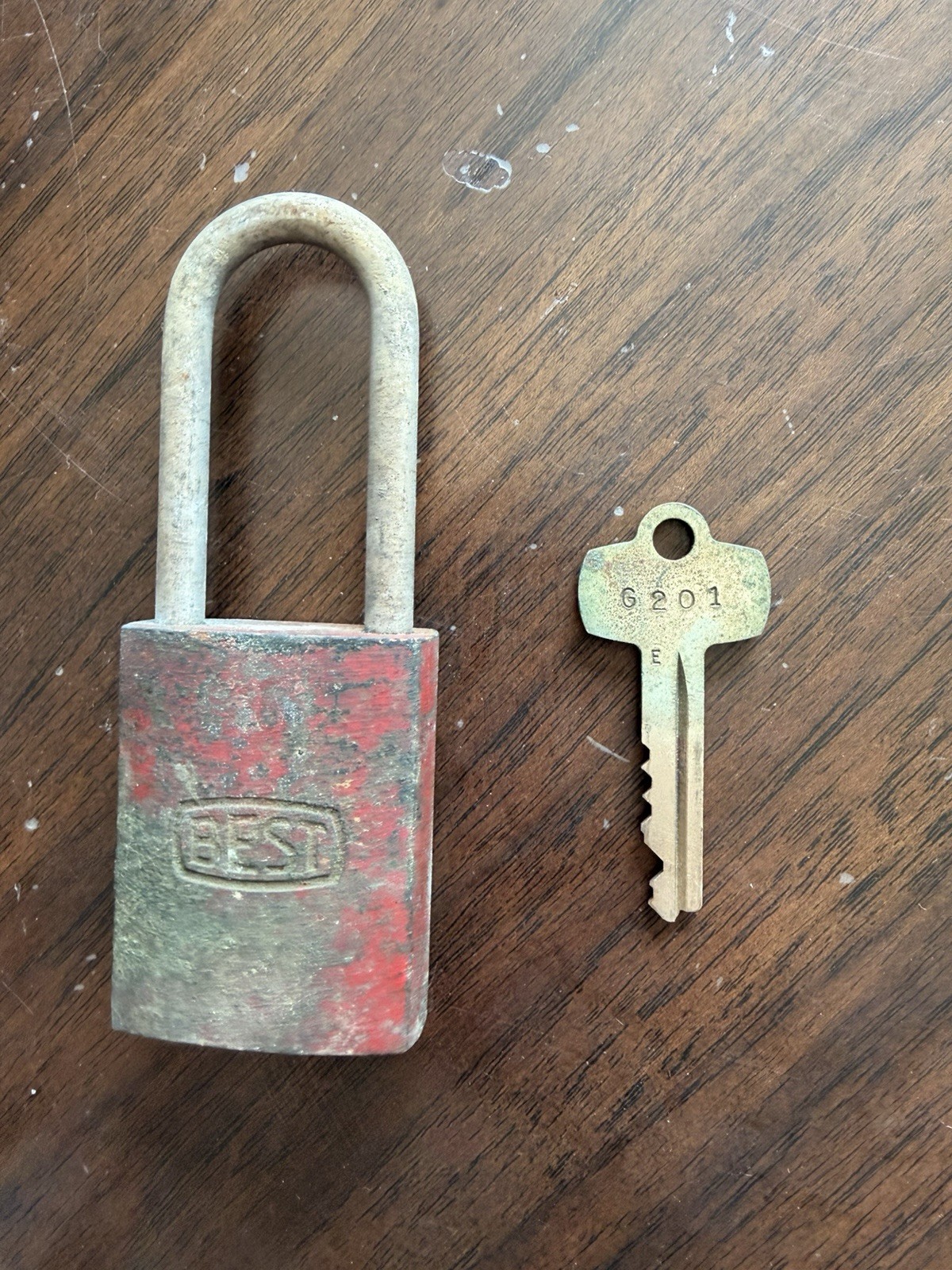Vintage Best Padlock Lock With Key Antique Red 4” Video Inside