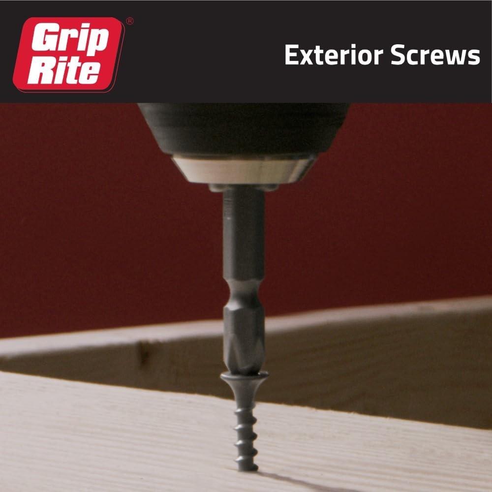 Grip-Rite Exterior Screws – Safe for Use in Treated Lumber – #2 3 Inch, grey