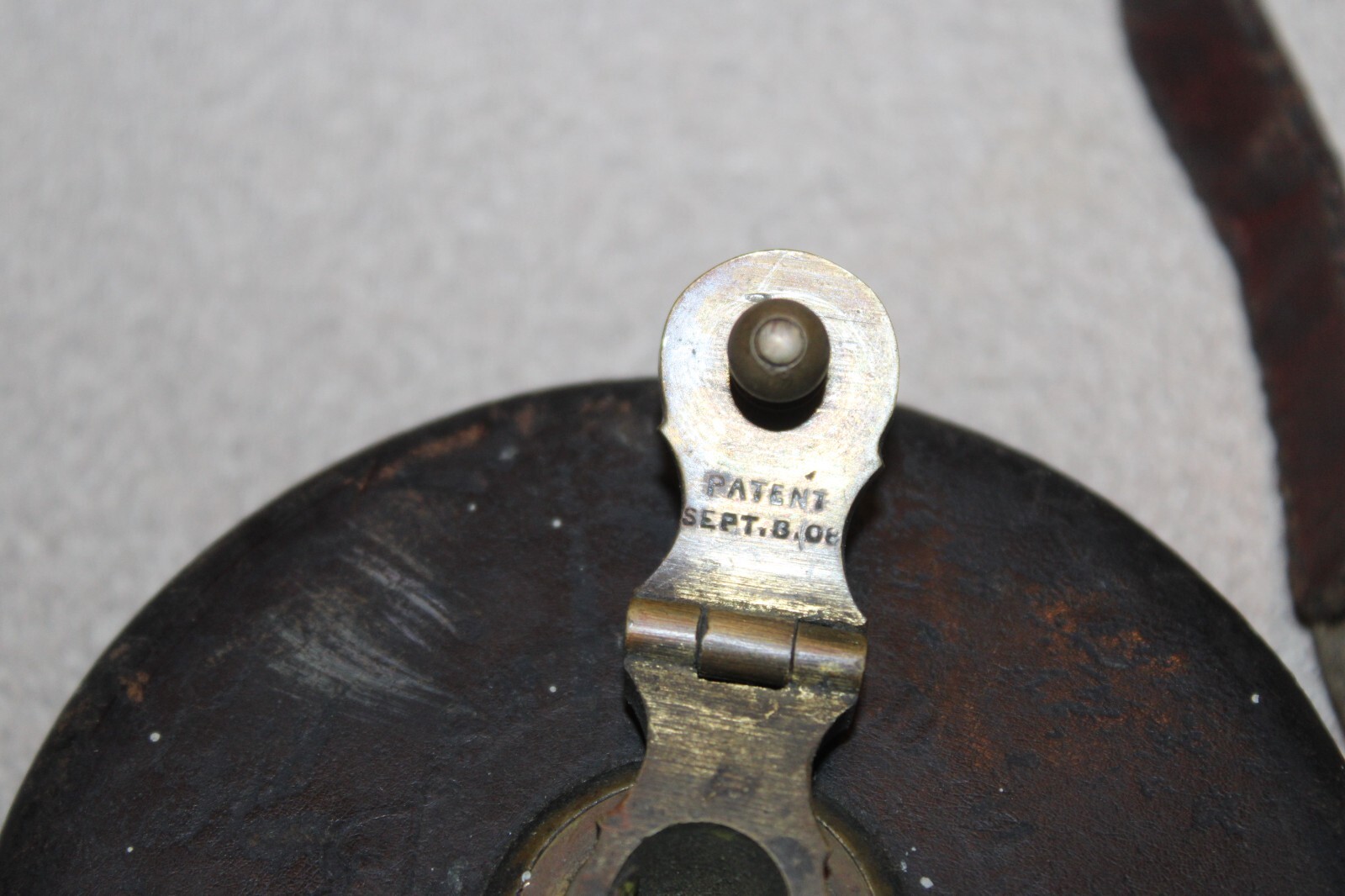 Vintage Chesterman Sheffield England 50 Ft Tape Measure Leather & Brass