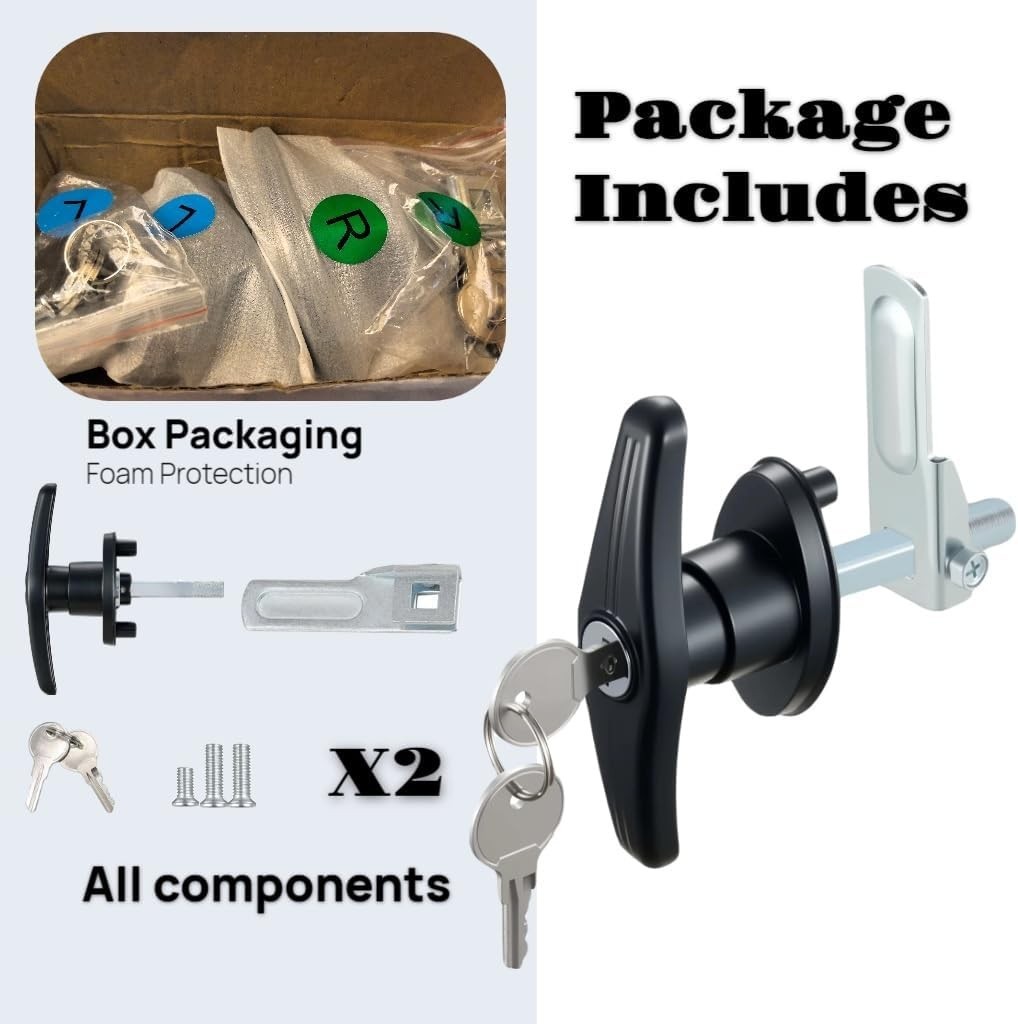 2PCS Truck Cap Locking T-Handle, Camper Shell Accessories, T-Handle Latch with K