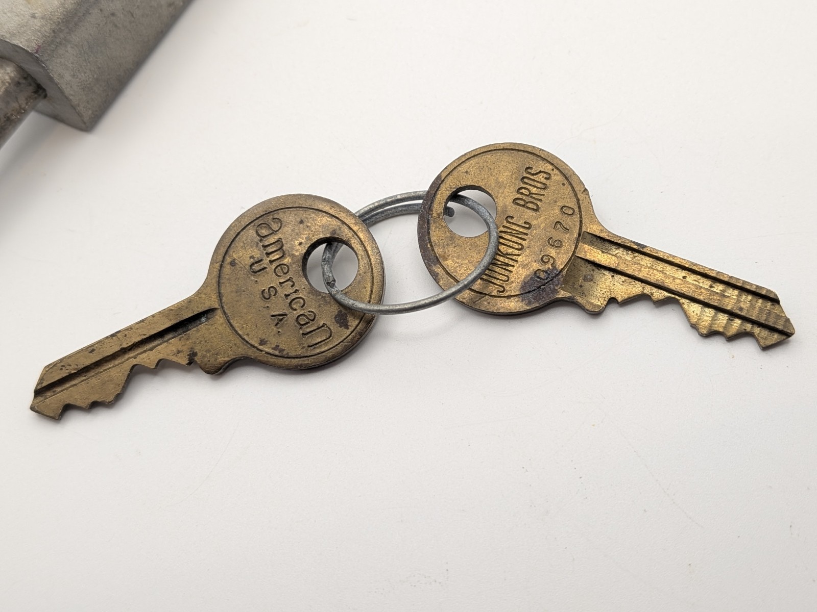 Vintage US Military American USA Series 200 Hardened Padlock w/ Keys Stamped QHF