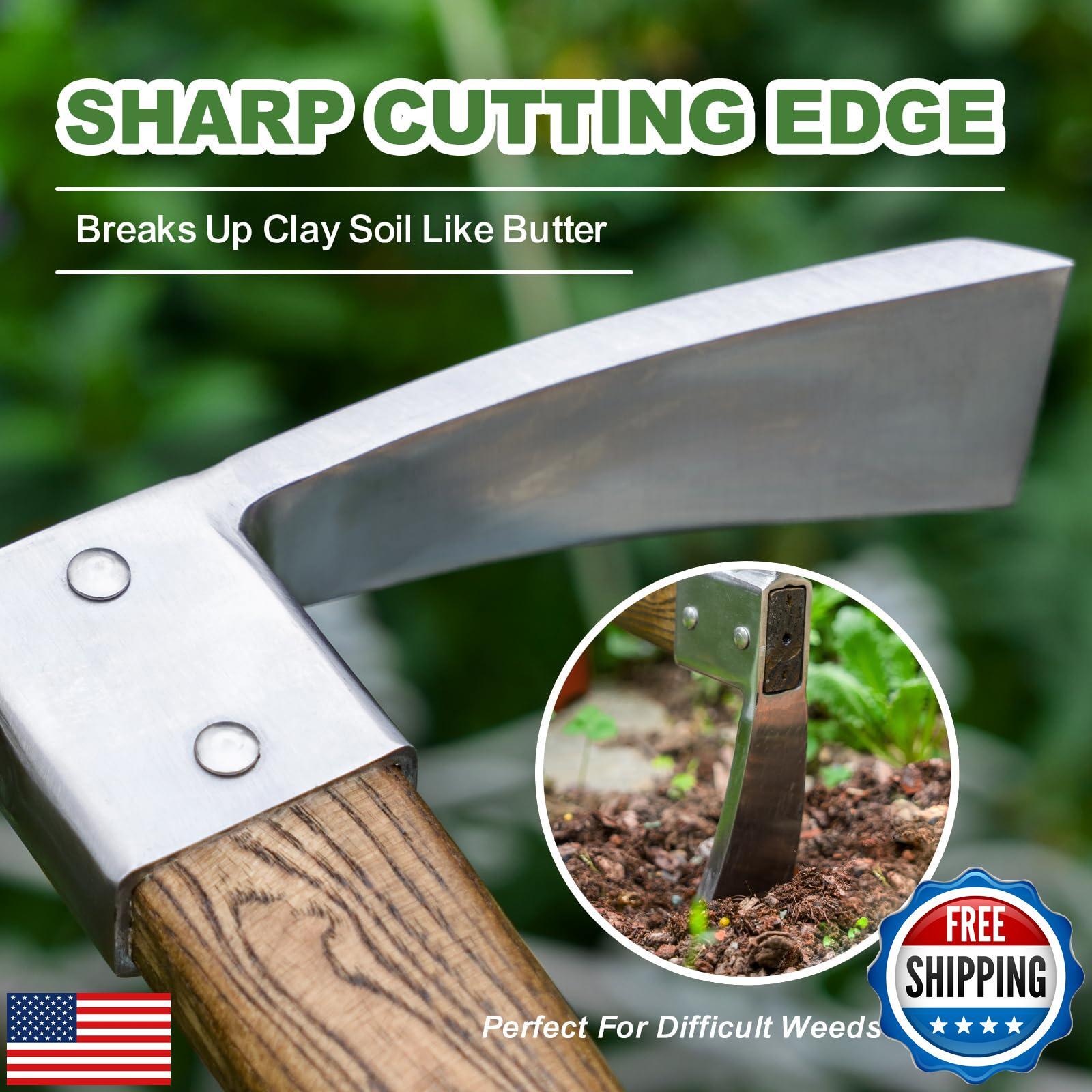 Haliaeetus Pick Axe, Stainless Steel Mattock with Sharp Pick and Cutting Edge