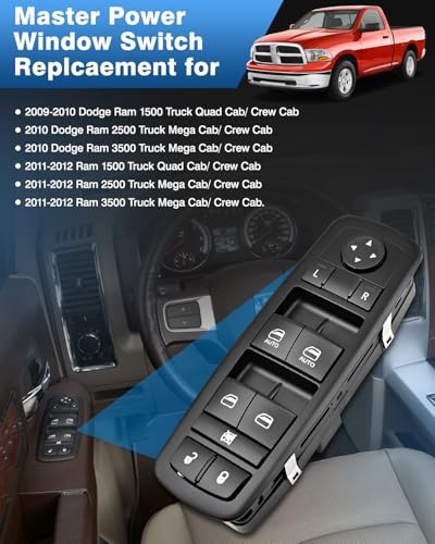 Power Window Switch Driver Side Replacement for 2009 2009-2012 Ram 4602863AD