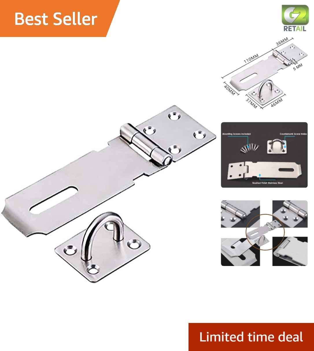 Stainless Steel Hasp Latch with Screws – Ultimate Security for Doors & Cabinets