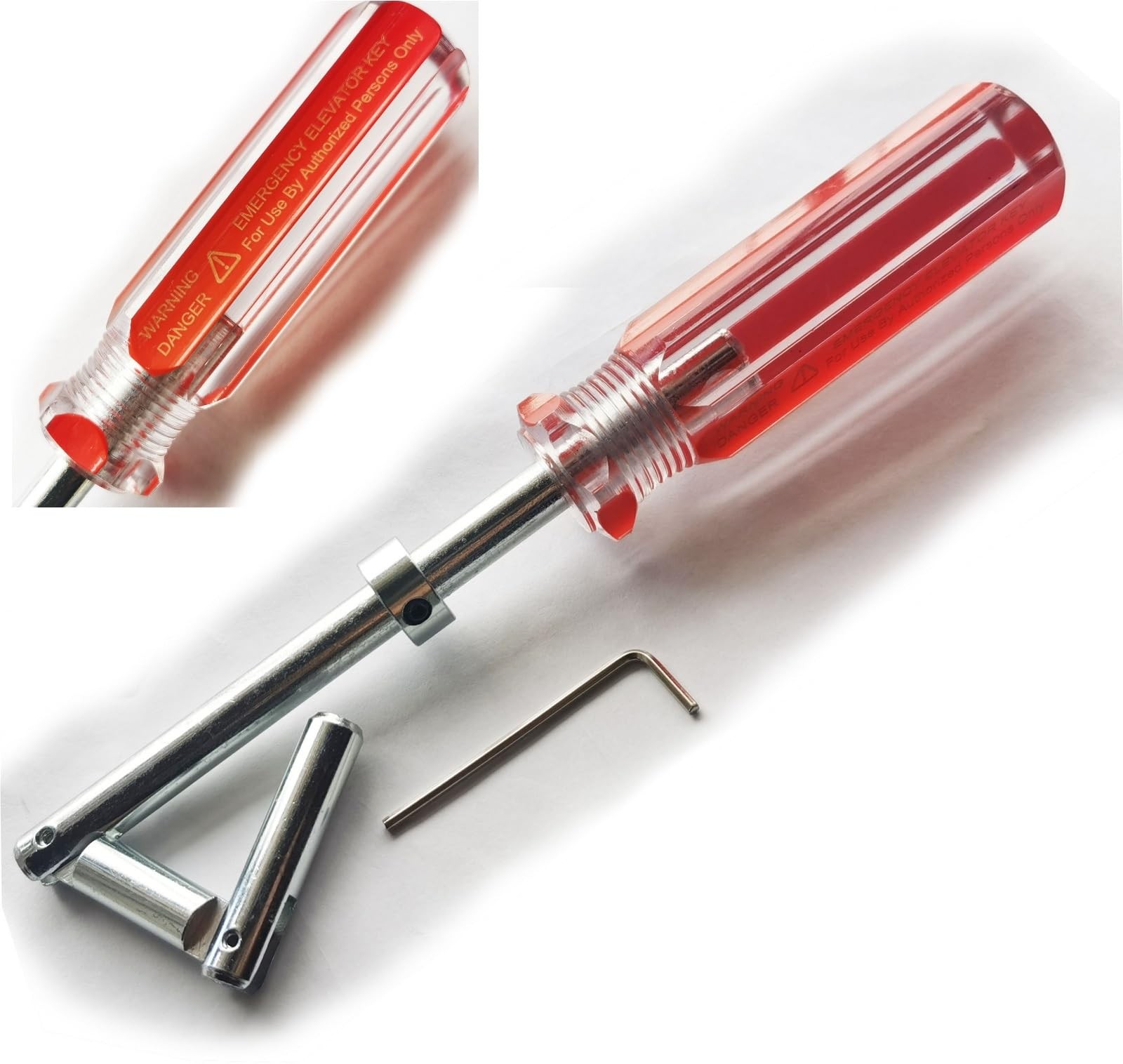 Elevator Drop Key Double Knuckle Emergency Red Handle with Silver