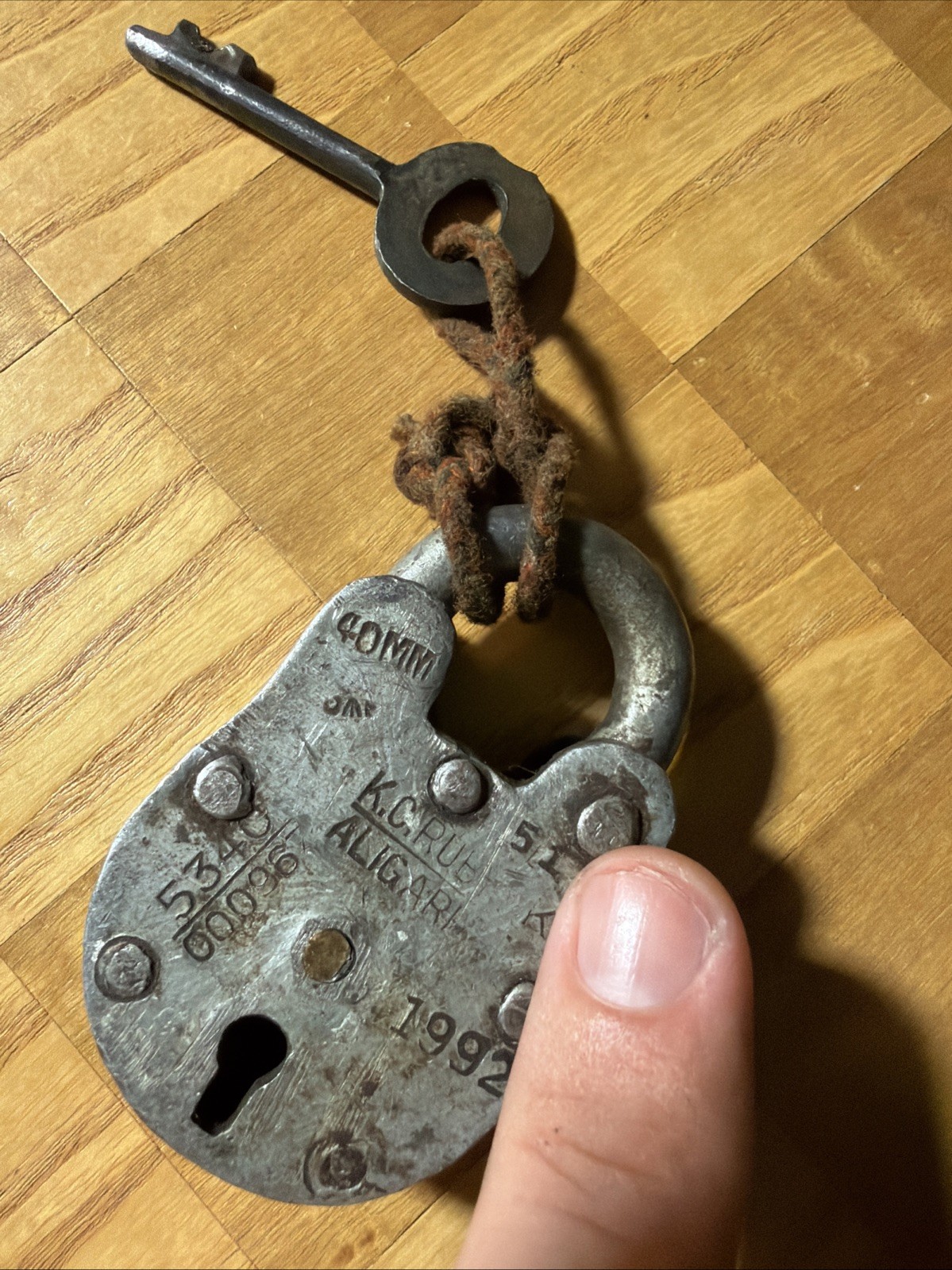 40mm Vintage Rare Iron Brass Lock and Key Collectible Aligarh 7 Levers Bank Lock