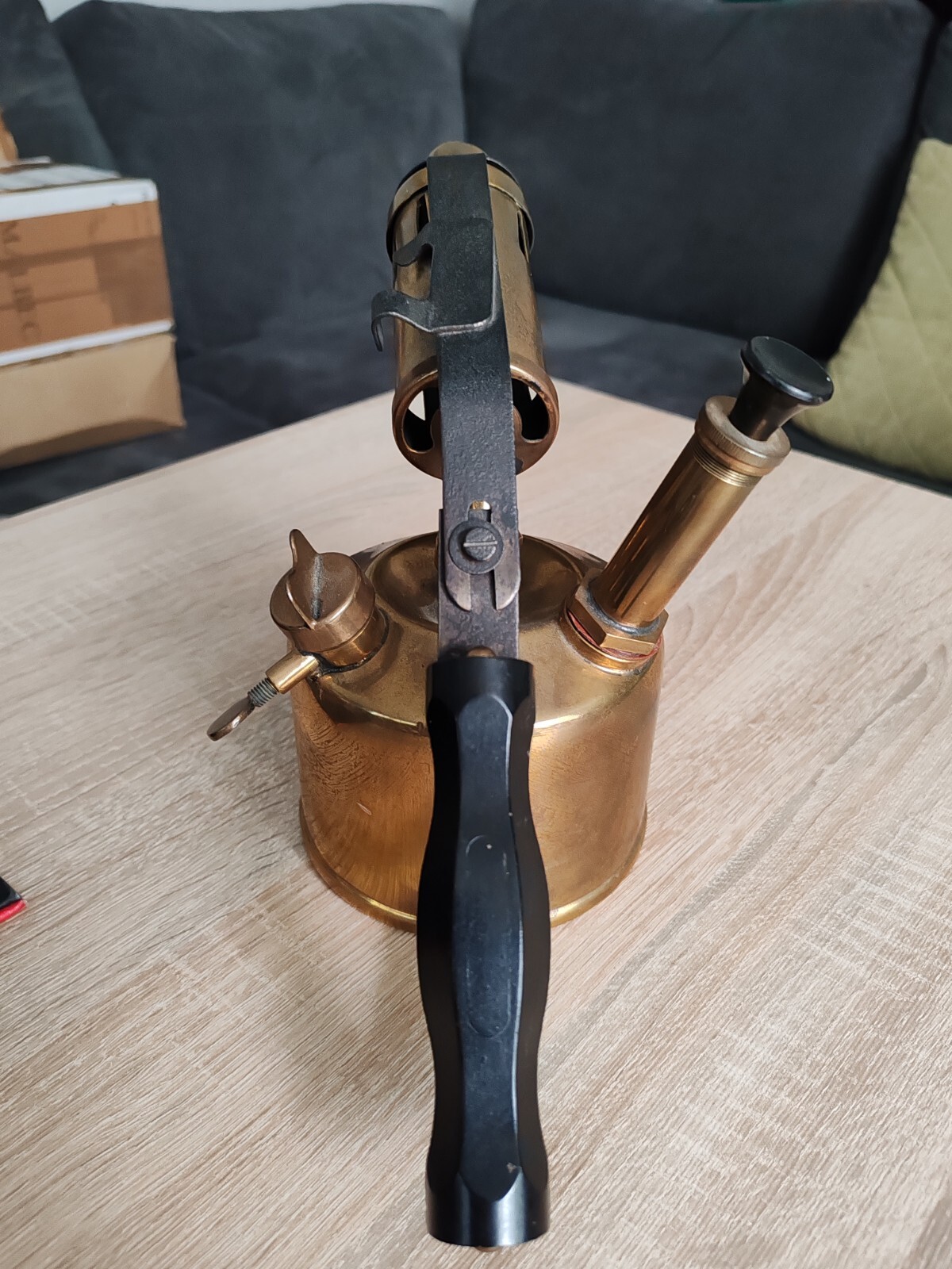 Stylish Vintage Brass Blow Torch with Bakelite Handle vintage