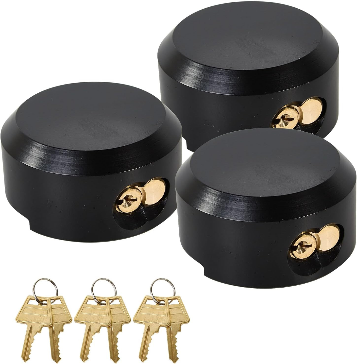 3 Pack Puck Locks for Trailers Keyed Alike 2-7/8” Hidden Shackle Padlocks Heavy