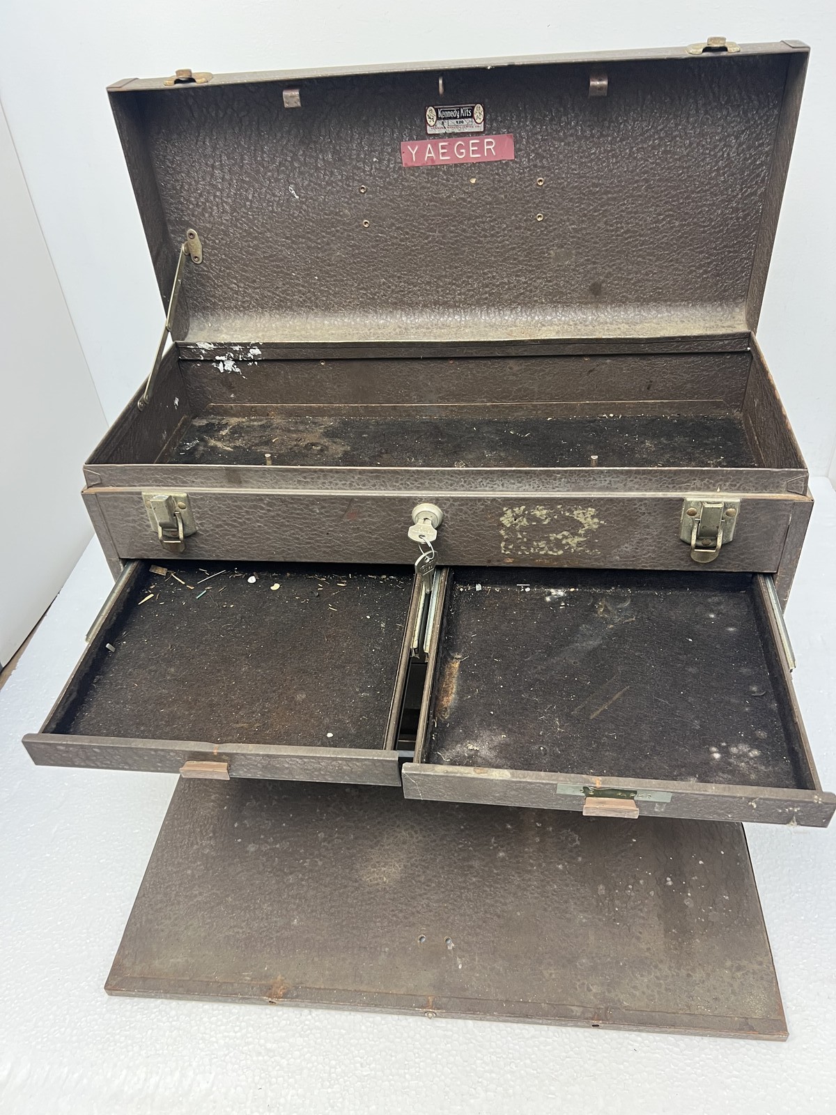 Vintage Kennedy Kits 520 Machinist Tool Box Chest 7 Drawer w Key brown metal