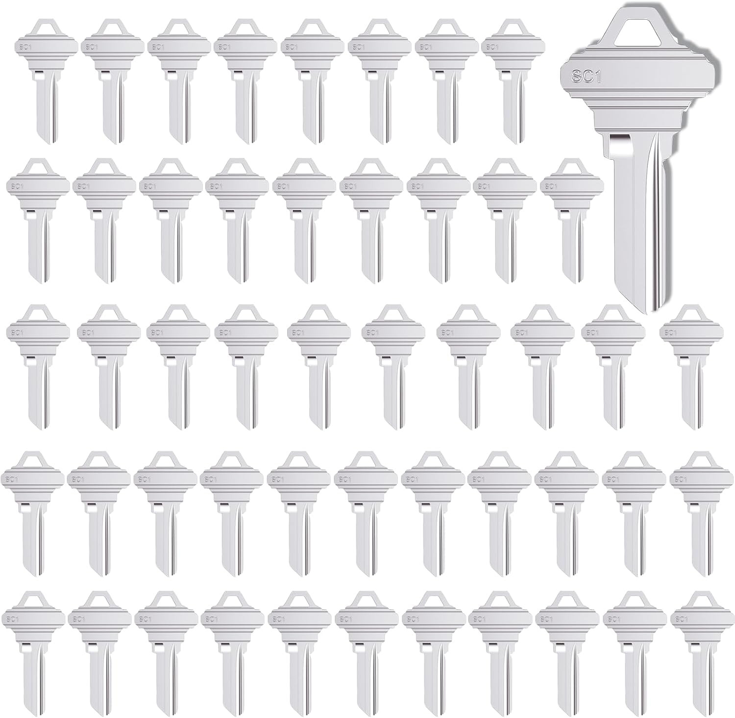 SC1 Key Blanks Pack of 50 Uncut Blank Keys for Home and Professional Use, Copper