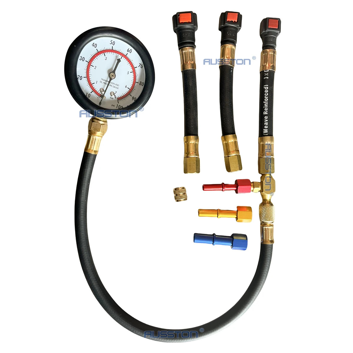 Quick Connection Fuel Pressure Tester Gauge Tools Kit 0-100 PSI with 9.49, 7.89,