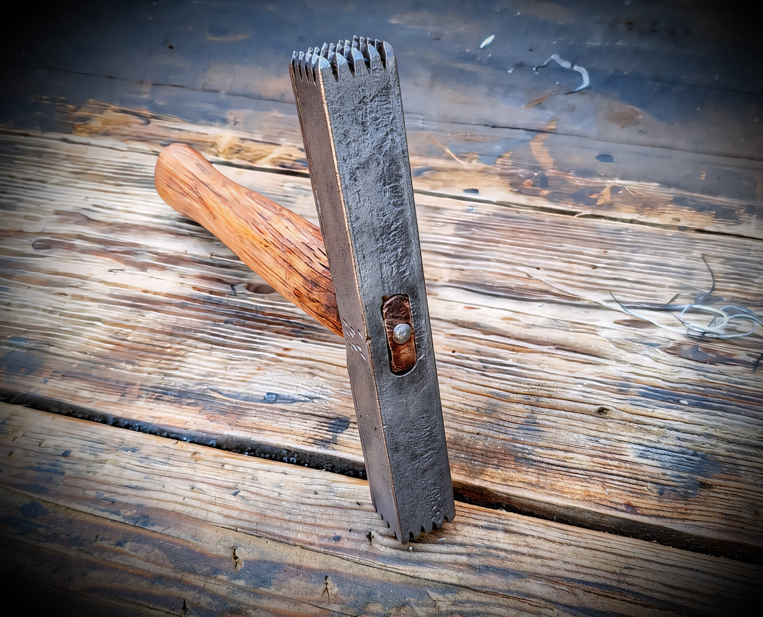 Antique 19th Century Stone Bush Hammer Forged Masonry Cutting Tool Iron