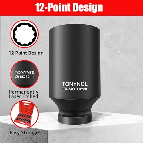 1/2in Deep Impact Socket Set 12-Point SAE 14 Pc Cr-Mo Steel