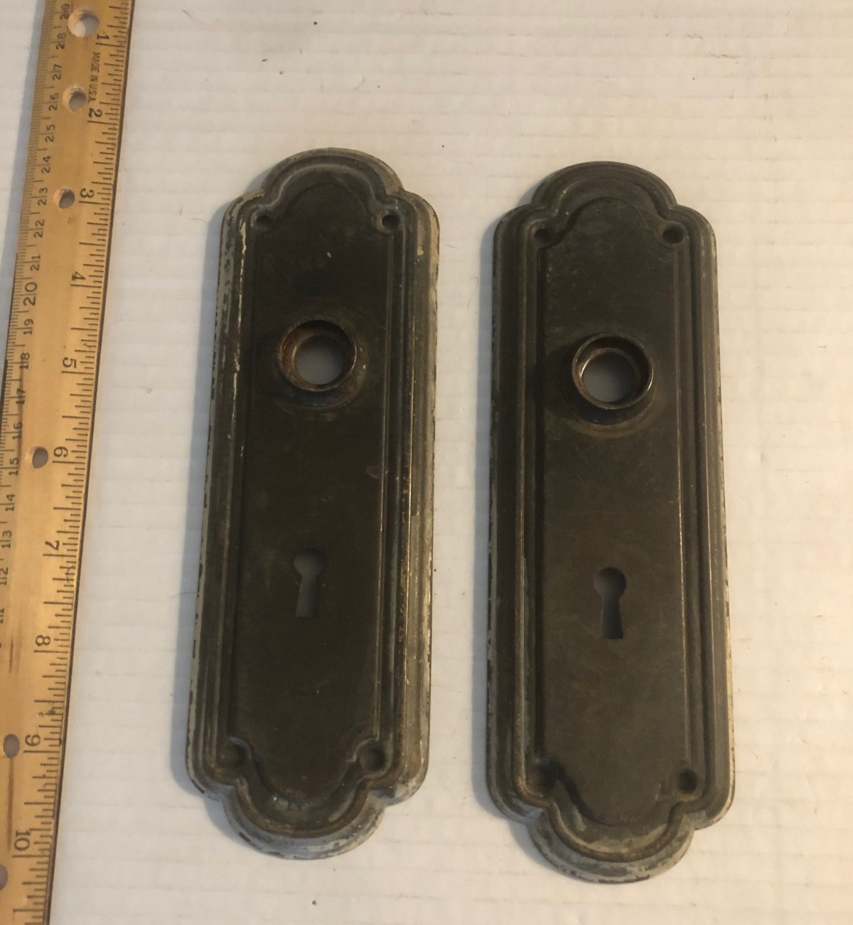Vintage Metal Key Brown Backplates Hardware Architectural Ornate Victorian