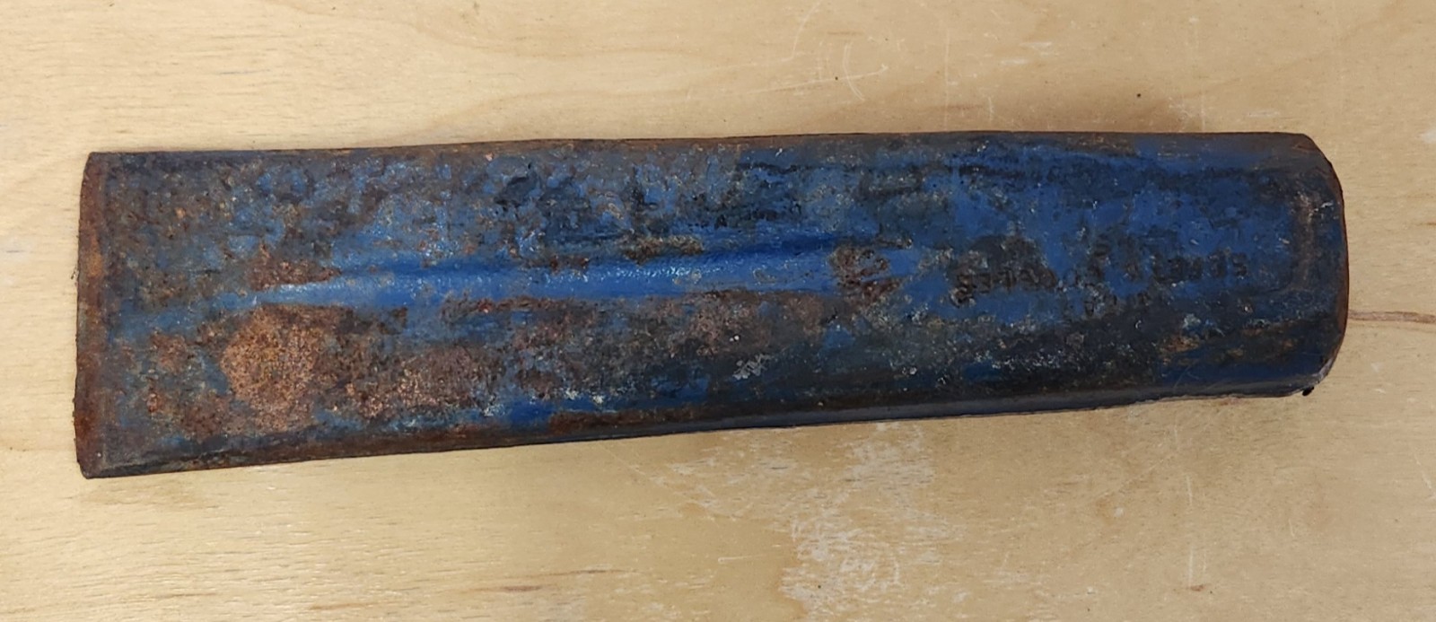 Vintage Collins Axe Co Wood Splitting Wedge Blue Steel Made in USA Logging Tool