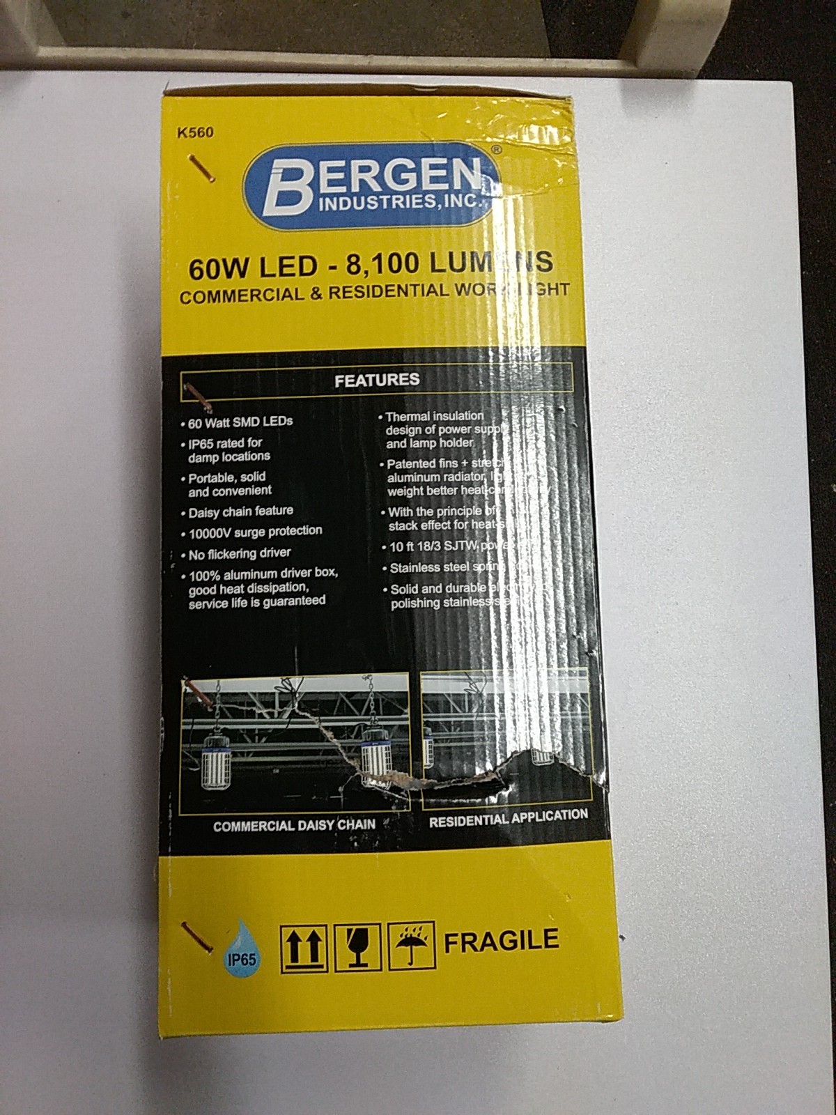 Bergen Industries Inc K560 60-Watt Temporary LED Luminaire Plug-in Work Light