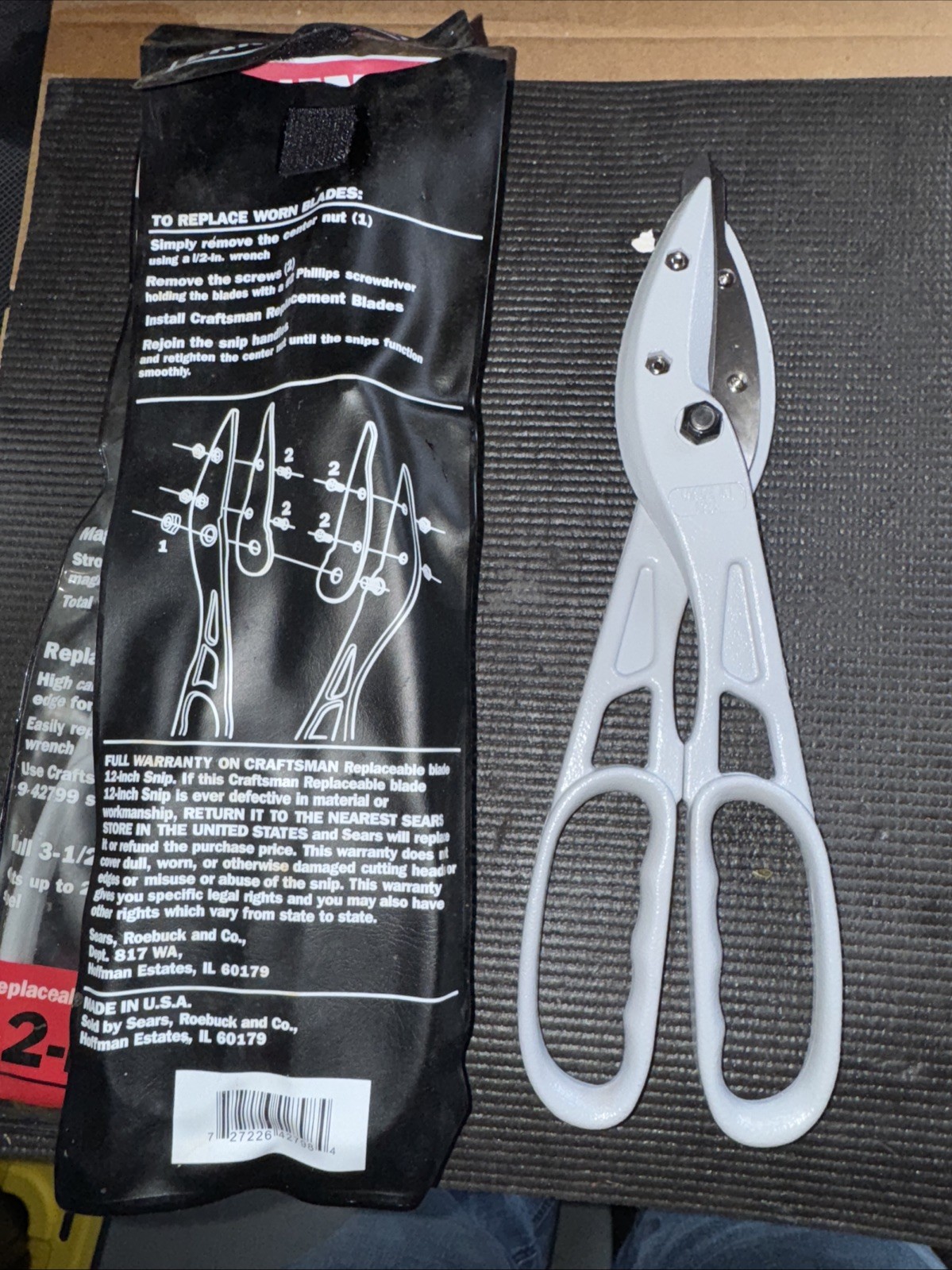(2) Sears CRAFTSMAN 42798 12” TIN SNIP USA Nos Aluminum Rare Metal Repl Blade