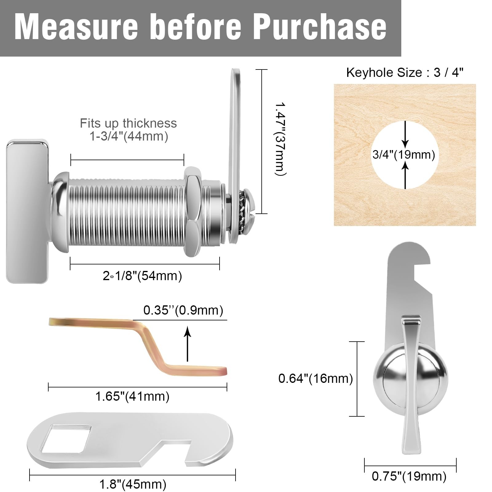 Sartartue Thumb Cam Locks – 2 Inch, Extra Long RV Storage Locks – Keyless Non…
