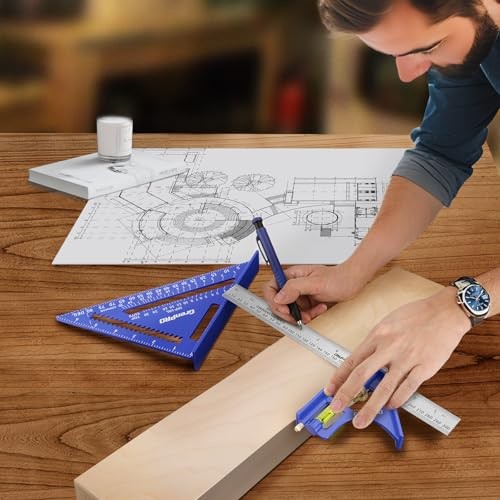 Combination Square Woodworking Ruler Tools, 7inch Carpenter With Bubble Level