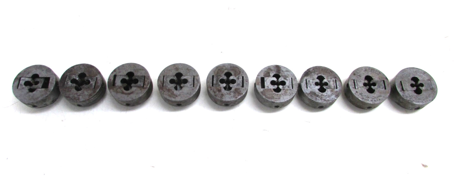 WELLS BROS. GREENFIELD, MA LITTLE GIANT, LOT OF (9) 2” ROUND DIES