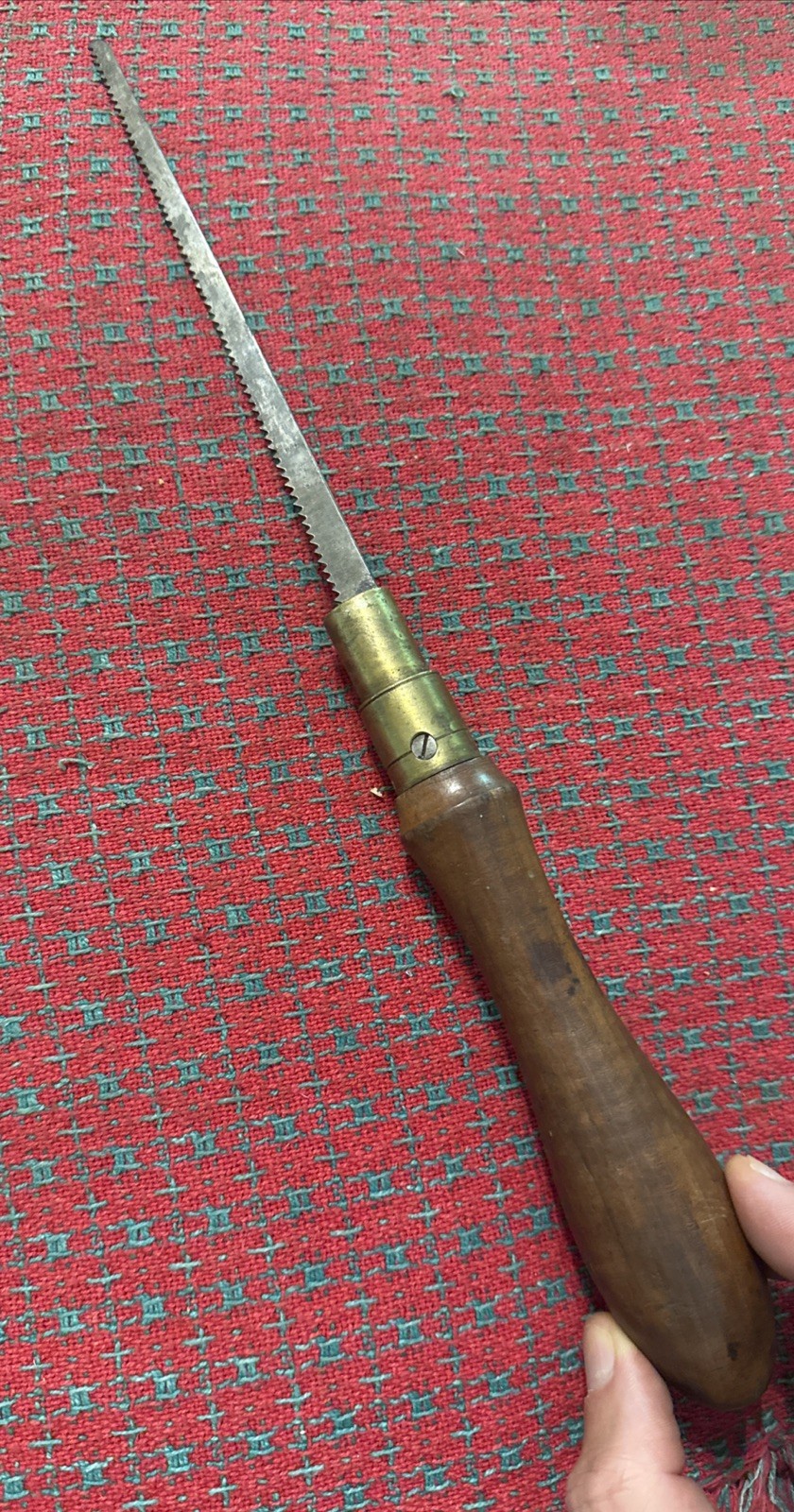 Antique Key Hole/Pad Saw w Blade Wood Brass