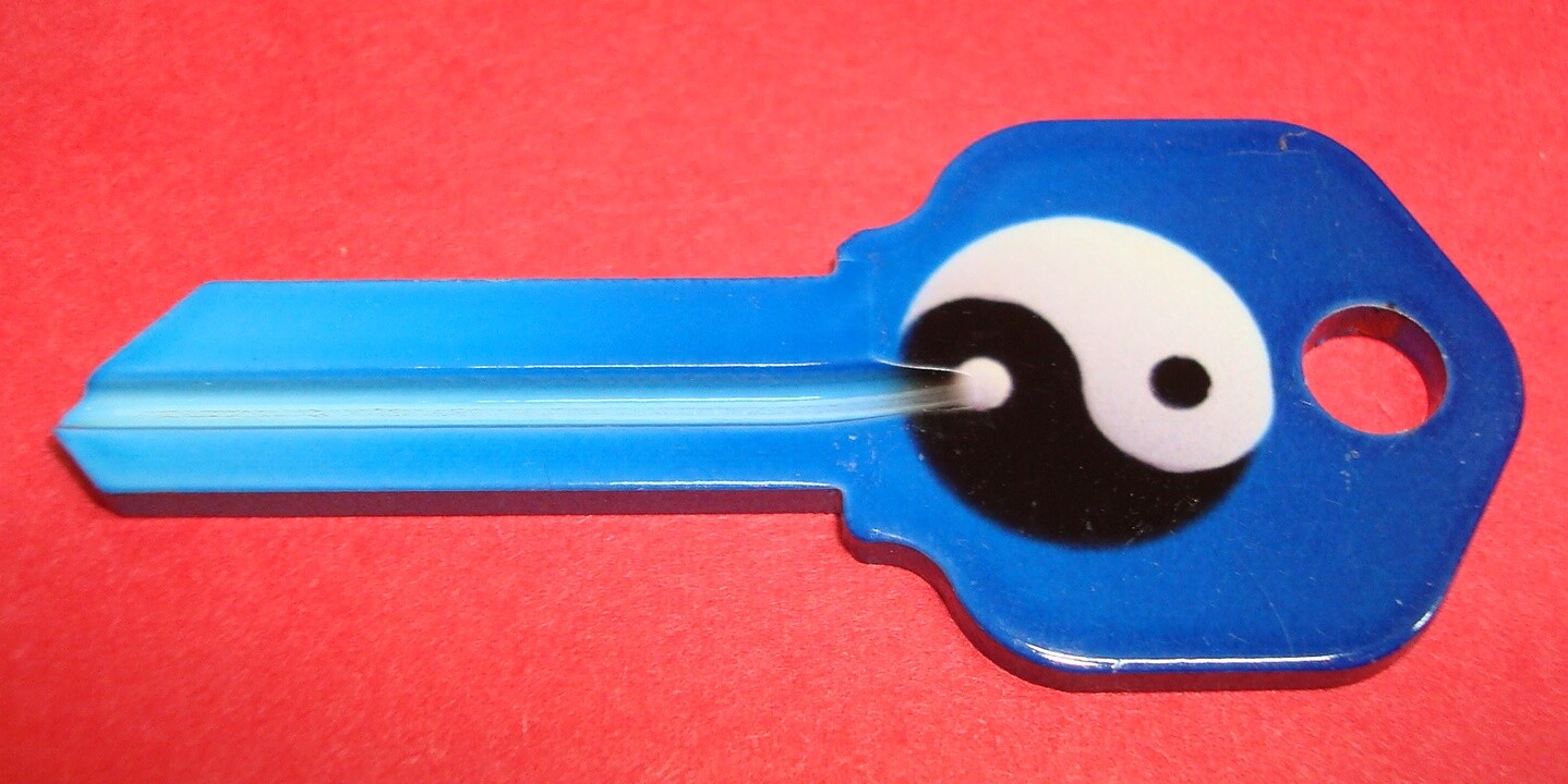 Faded Blue Yin and yang Designer House Key Blank for Kwikset KW1 KW10 KW11