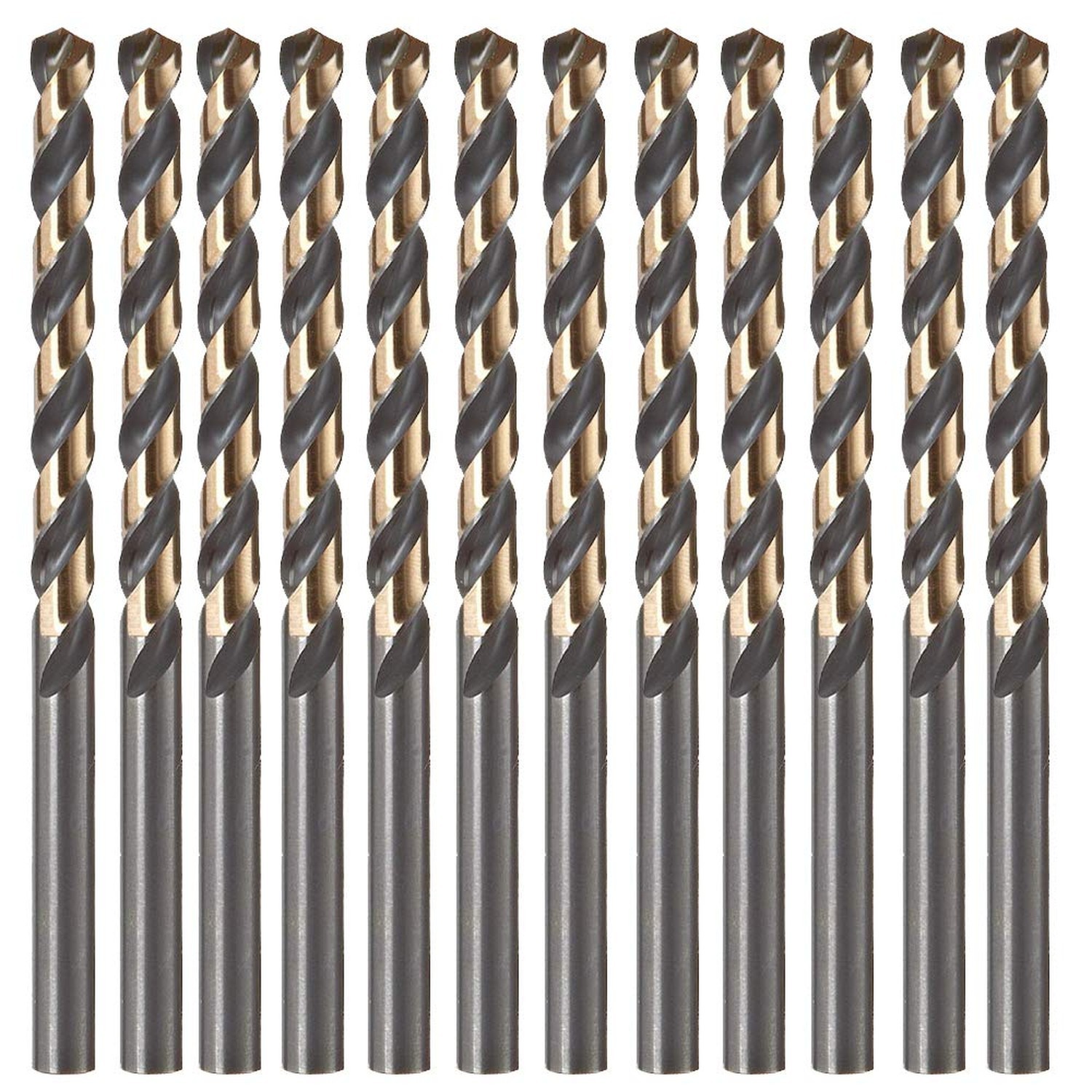 12 PCS, 1/8″, Black and Gold Coated Twist Drill Bits, Pack in Plastic Bag Small