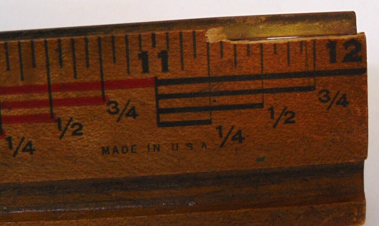 The Eyesaver Wood Ruler Double Sided Vintage 12″ SFR&B Co. Seneca Falls NY Rule
