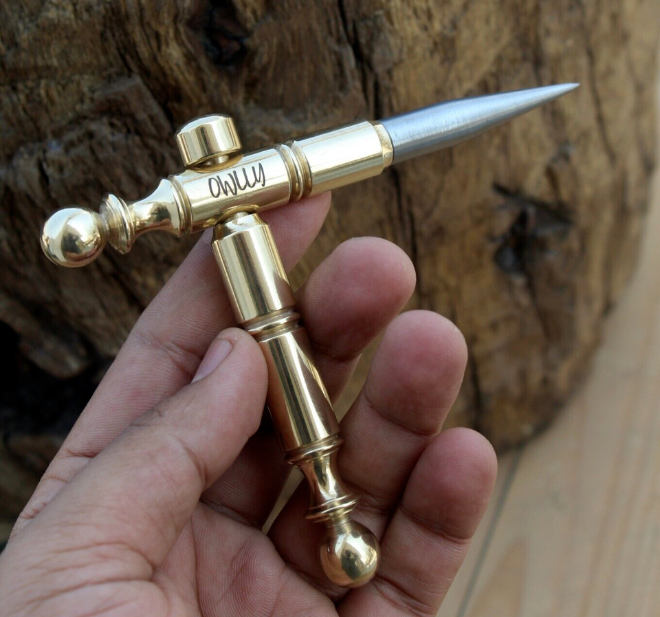 Marlin Spike Brass and Stainless Steel Handle – Paracord Tool Steel