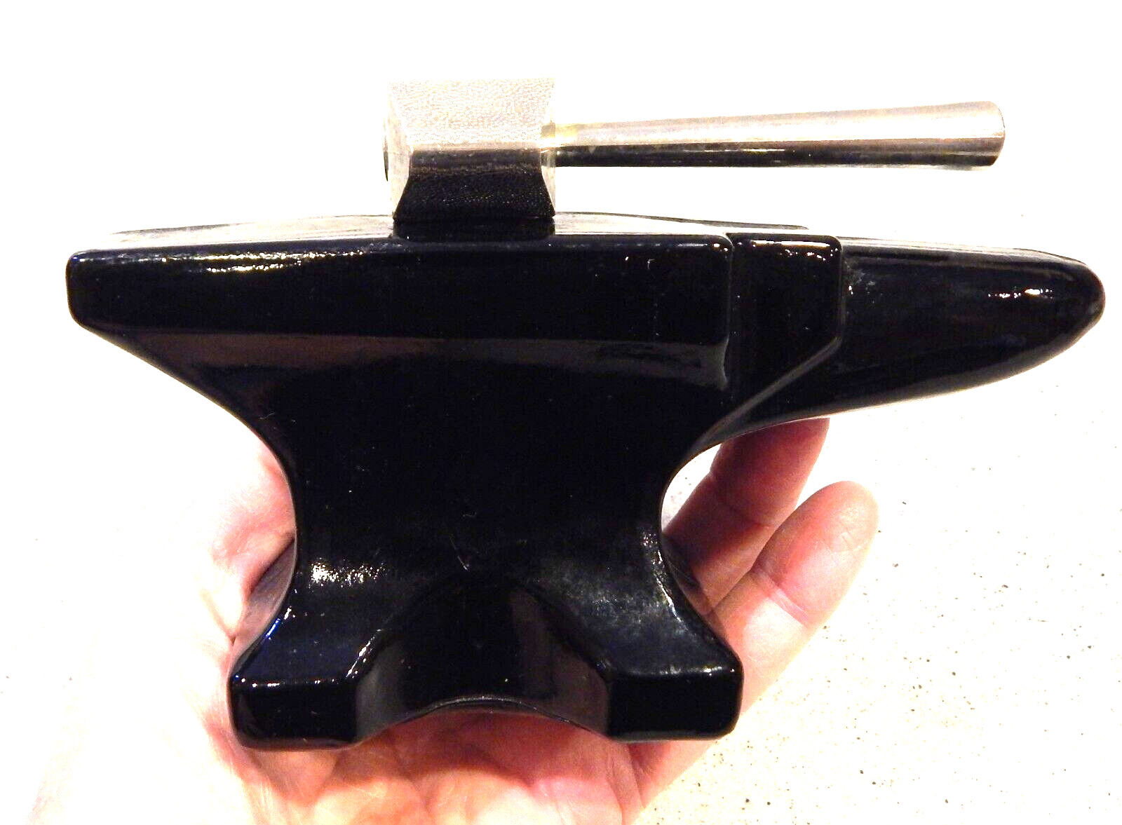 Anvil With Hammer – Small Glass Avon – Excellent Condition – Circa 1990