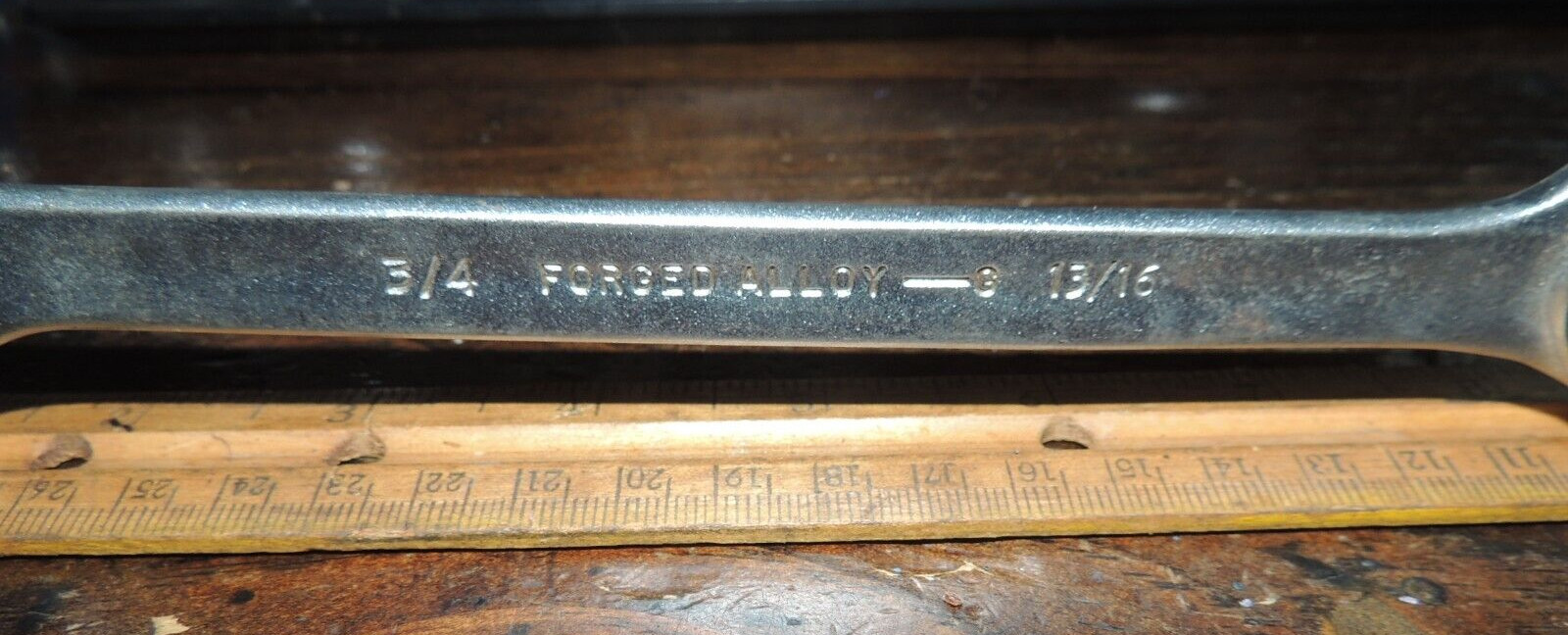 3/4 X 13/16 WRIGHT OPEN WRENCH No. 1326, USA MADE, FORGED ALLOY, 1967 DATE CODE