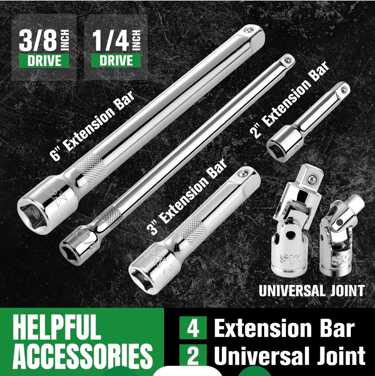 SK Professional Tools 105-Piece 1/4” & 3/8” Drive Socket Set,