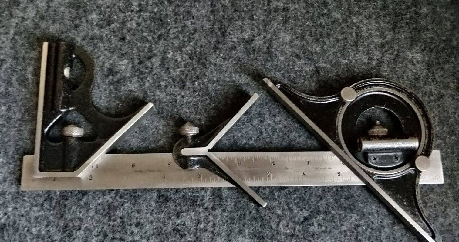 Vintage Goodell Pratt Combination Square 12″ Head, Protractor, center head