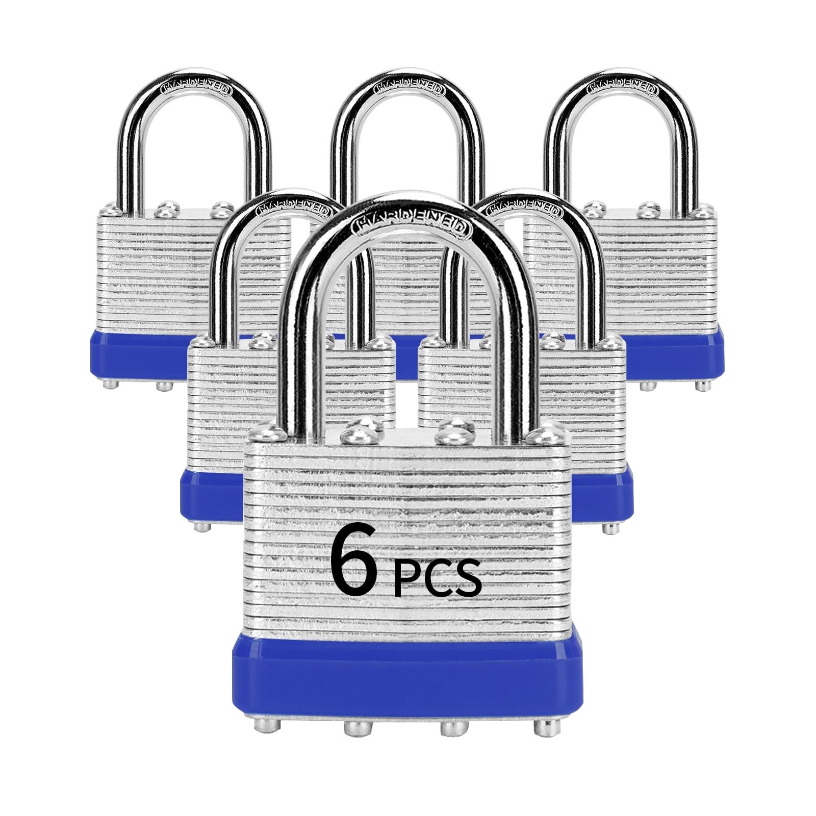 Keyed Alike Padlocks Set of 6 – 40mm Laminated Locks for Storage, Toolboxes, She