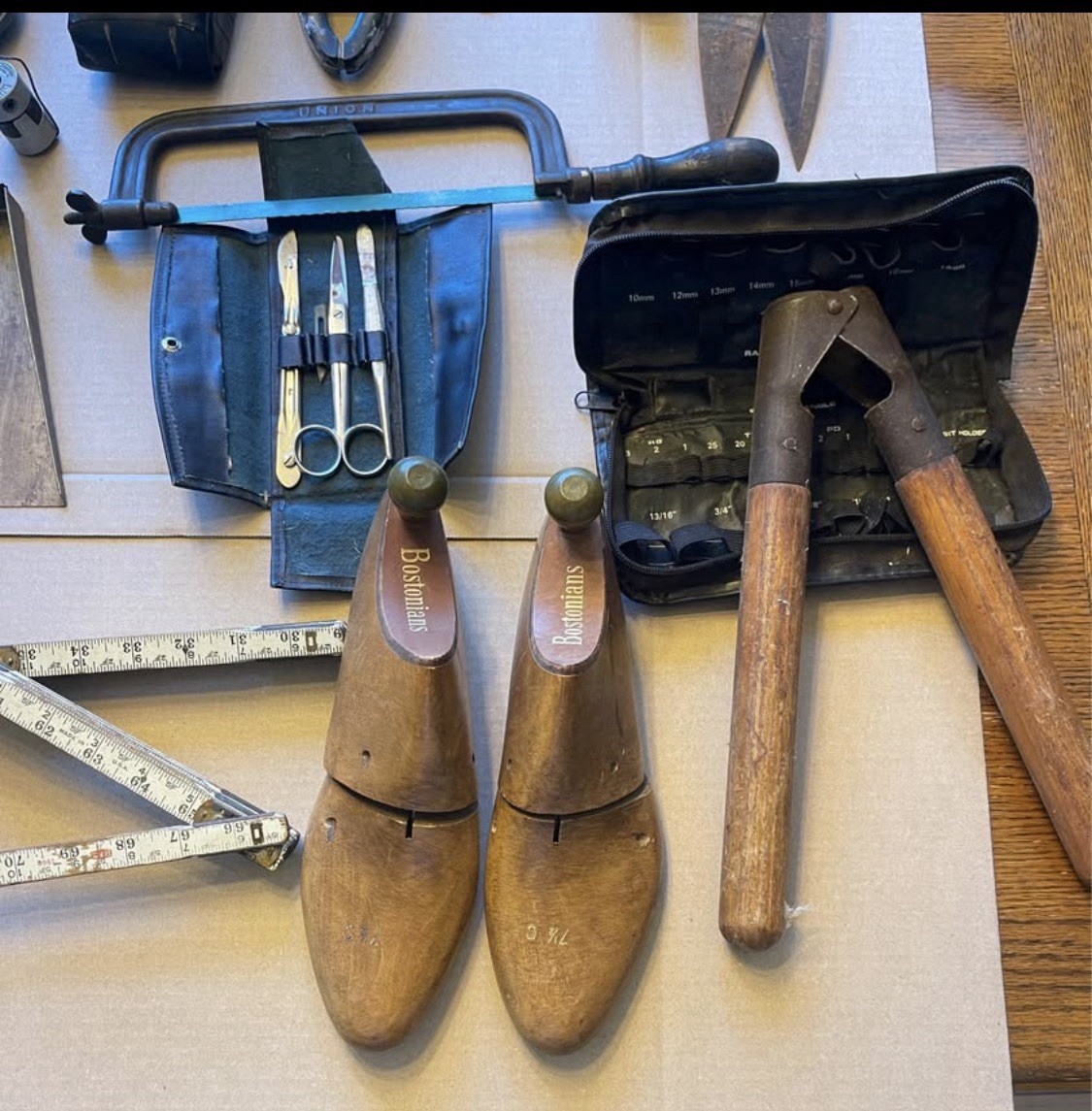 Large Vintage Estate Tool Lot Sheep Shears Shoe Forms Gauges Rulers Tools