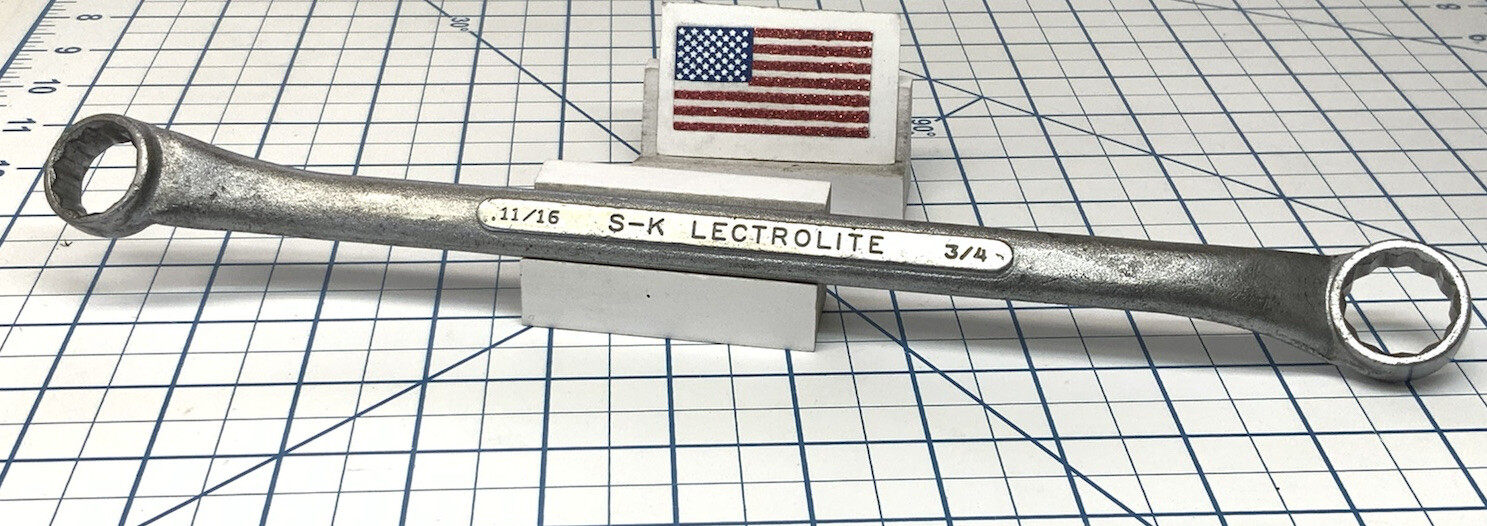 S-K LECTROLITE B-2224, 12pt Slight Offset Box End Wrench, 11/16 X 3/4in., USA