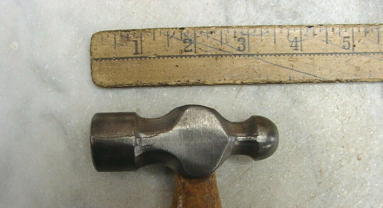 Old Used Tools,Vntg Unbranded Ball Peen Hammer,13.7oz,Excellent Steel & Handle!