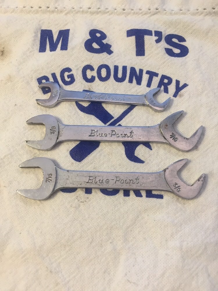 Vintage Blue Point 3pc SAE Ignition Wrench Set C-1917, C-2428, C-2824 USA