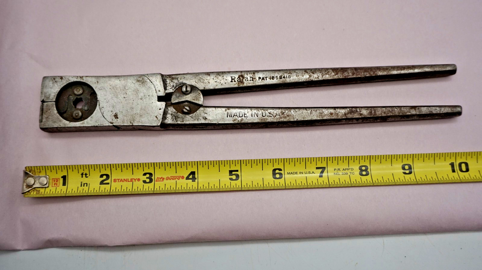 VINTAGE RAJAH 10″ SPARK PLUG WIRE CRIMPING SWAGING CRIMPER TOOL USA