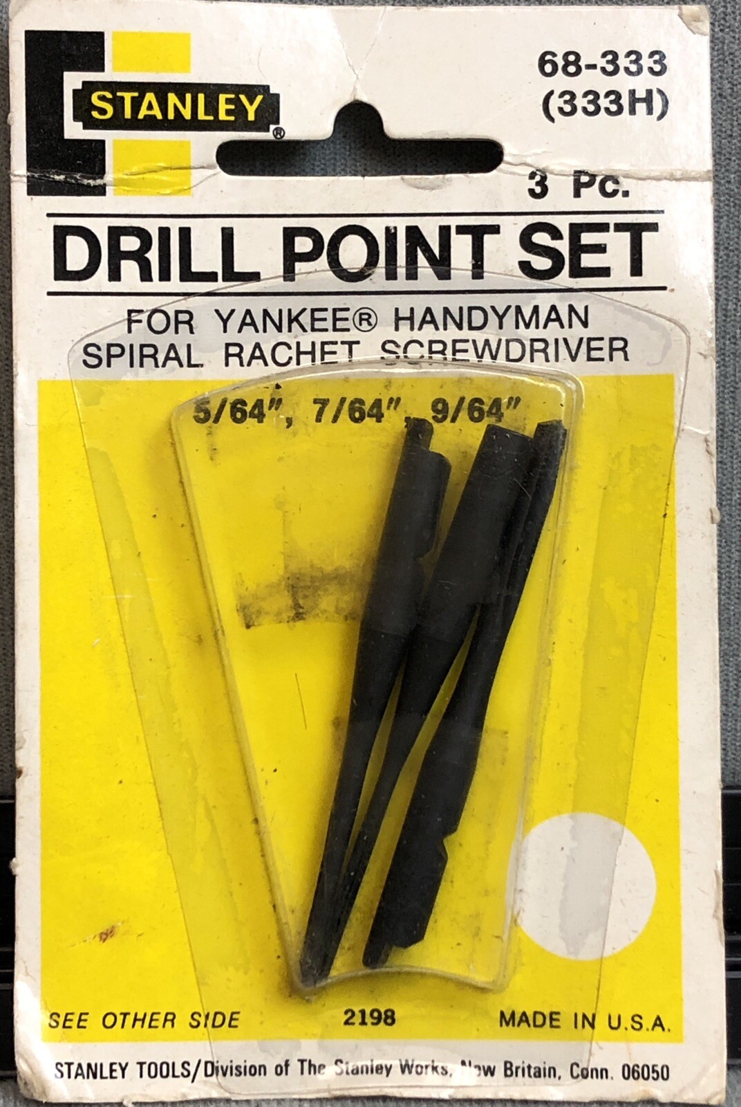 VTG Stanley 3pc Drill Point Set 68-333 (333H)For Yankee Handyman Screwdriver NOS