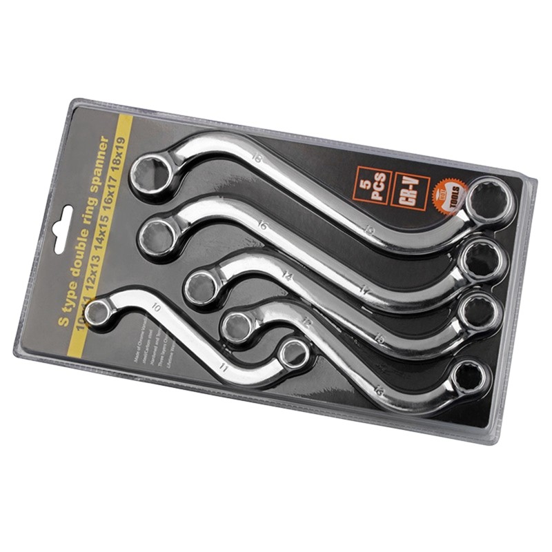 5 Pcs/Set S-Style Wrench Repair Tool Double 12 Point Box Ends for Confined Areas