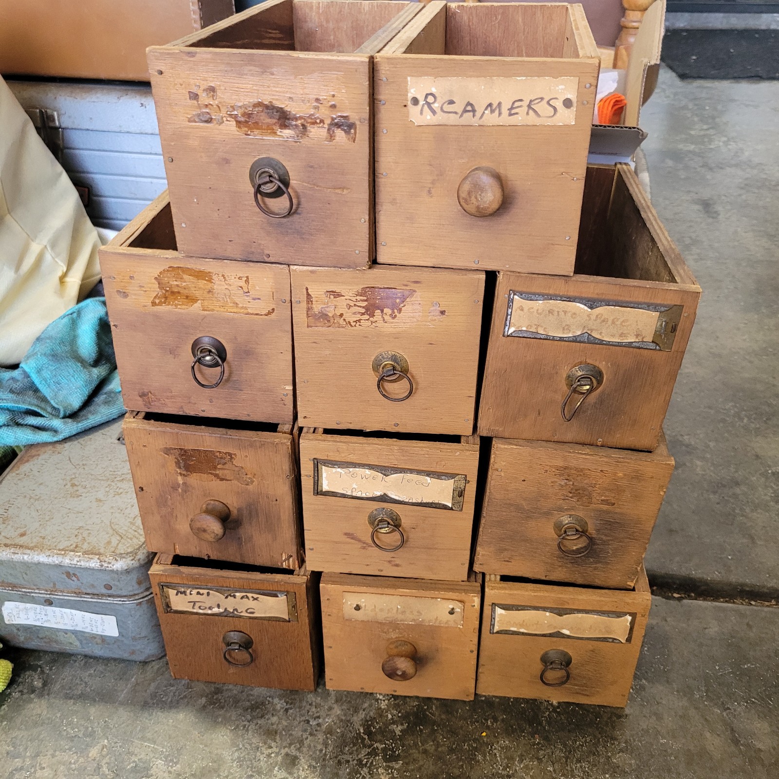 11 Vintage Tool Hardware Parts Cabinet Drawers Homemade Wood Garage Knobs Craft