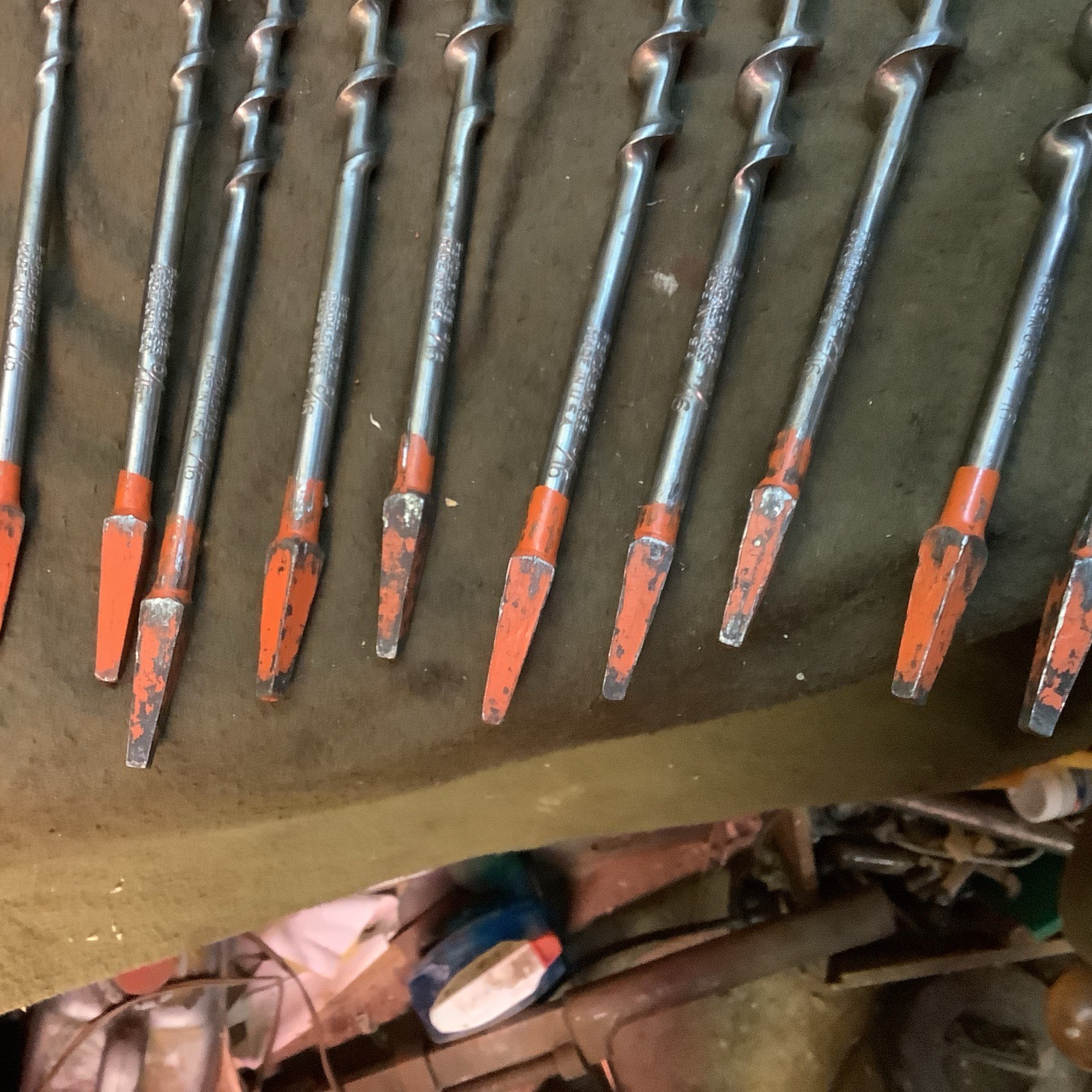 Vintage Set of 10 SNELL MFG. Co. Auger Bit Brace Drill Bits