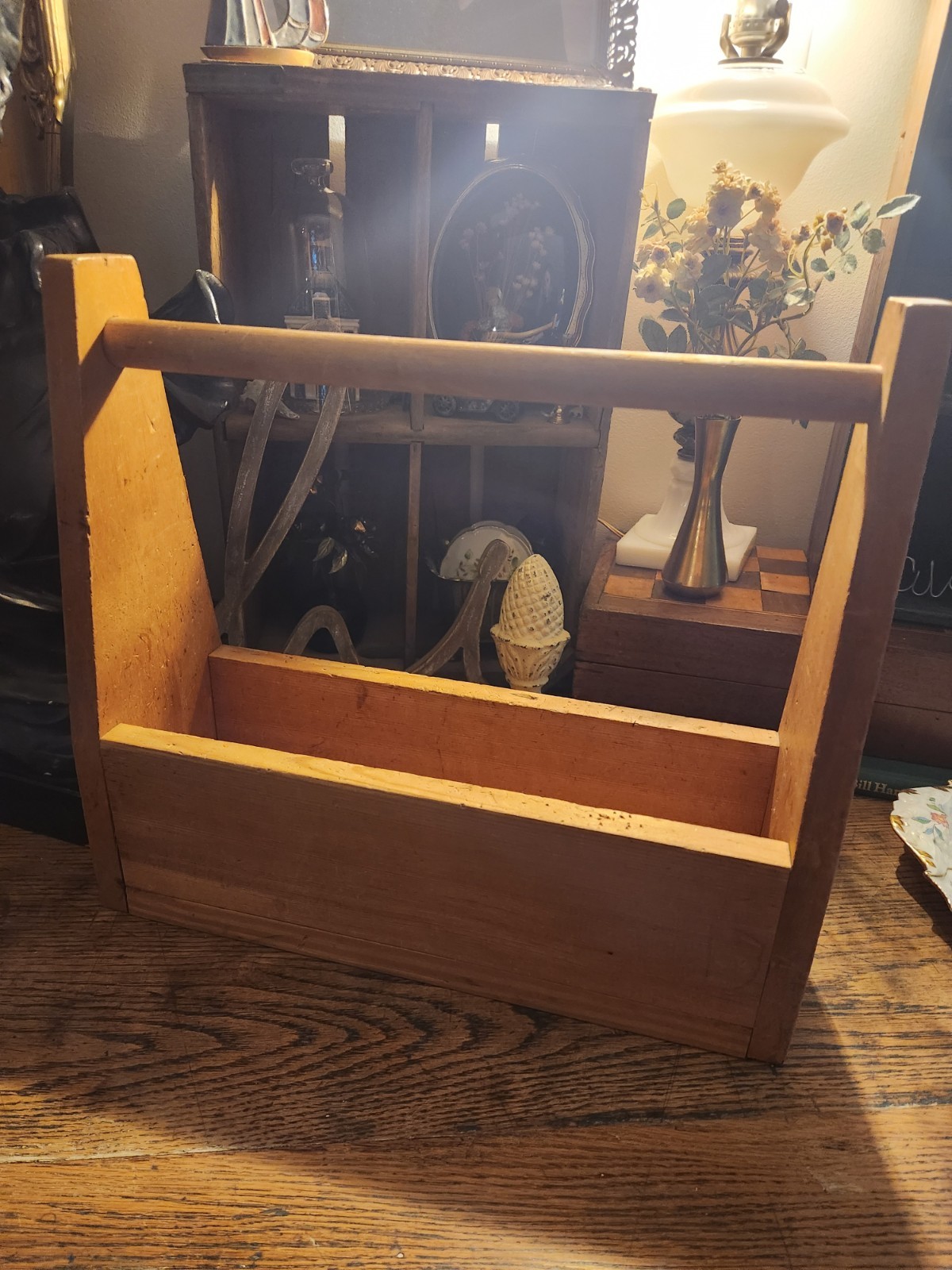 Wooden Carpenter Tool Box, Garden Tote, Art Caddy & Toy Storage – Vintage