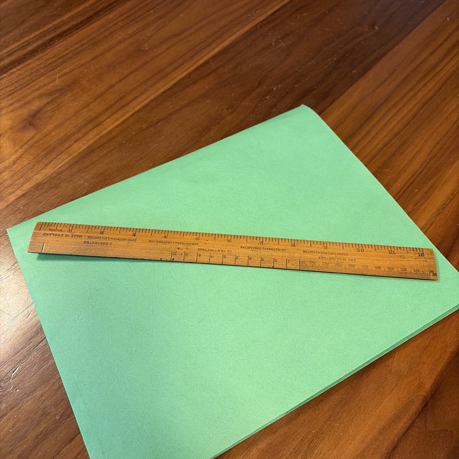 Vintage Unusual Wood Ruler England Great Patina Double Sided Angle Measurements