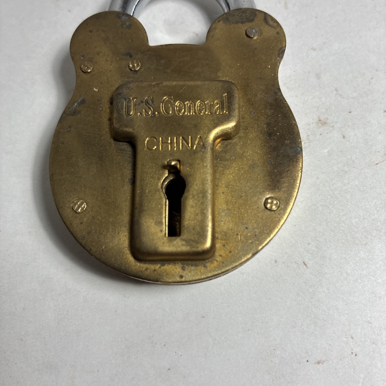 Vintage style brass padlock US General jail cell switch lock antique. No Key
