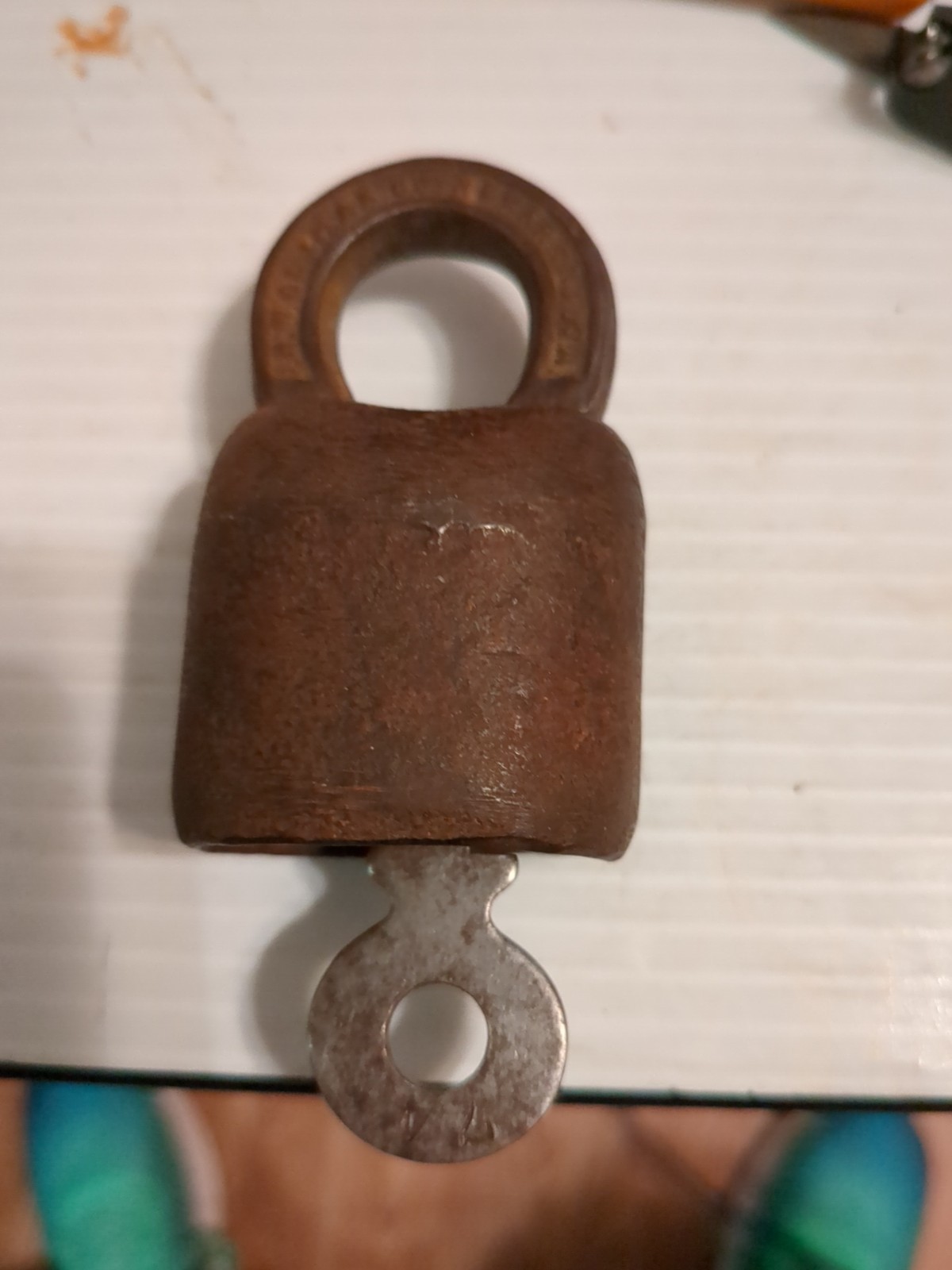 Antique Old Scandinavian Style J.H.W. Climax Padlock Lock One Key