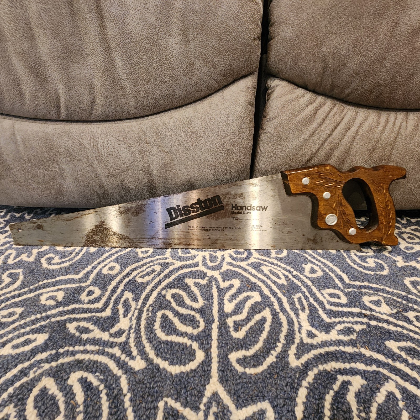 Vintage Disston D-23 Crosscut Hand Saw 26″ Blade 12 Point